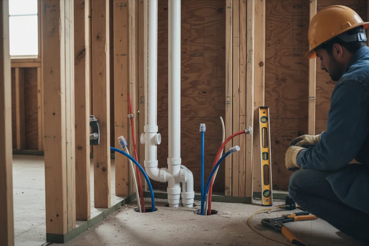 Drain and supply rough-in during Leak Detection in Claiborne