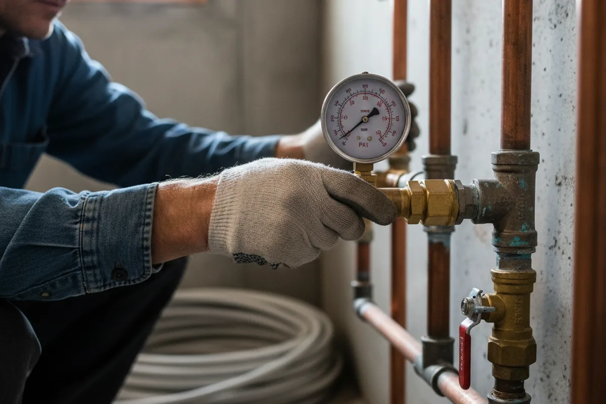 Pressure testing a repaired line during Water Line Repair in Claiborne